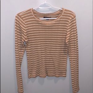 tan and white striped long sleeve